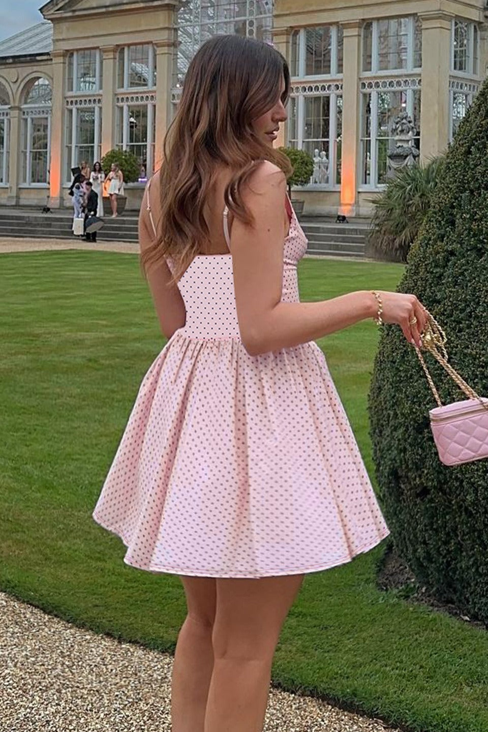 Polka Dot V-Neck Butterfly A-Line Mini Dress