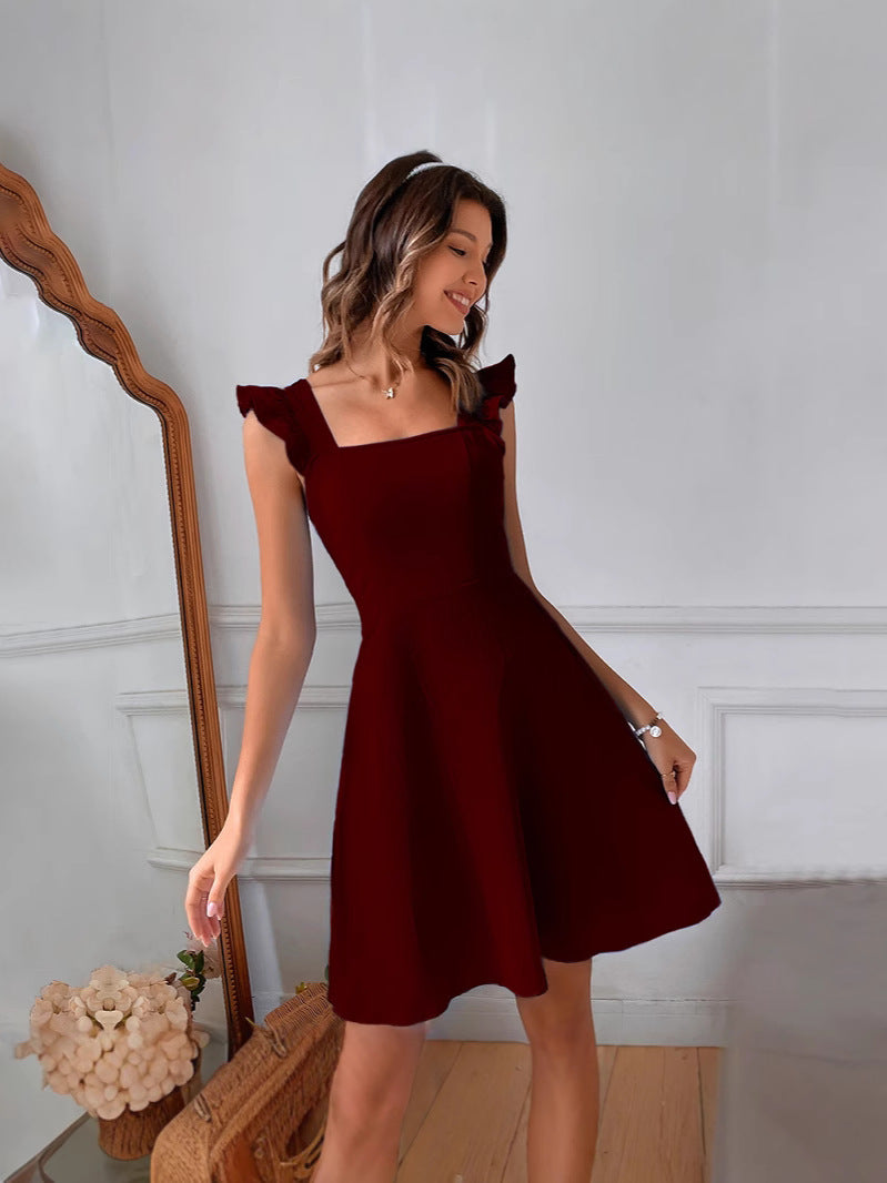 Sleeveless Mini Dress with Ruffle Tie-back