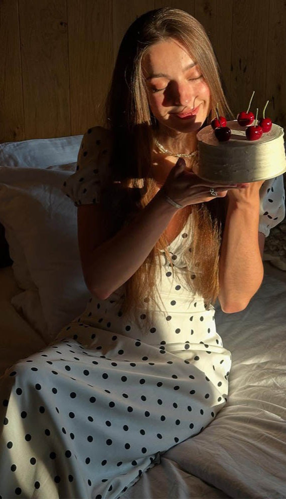 French Style Polka Dot V-Neck Bodycon Maxi Dress