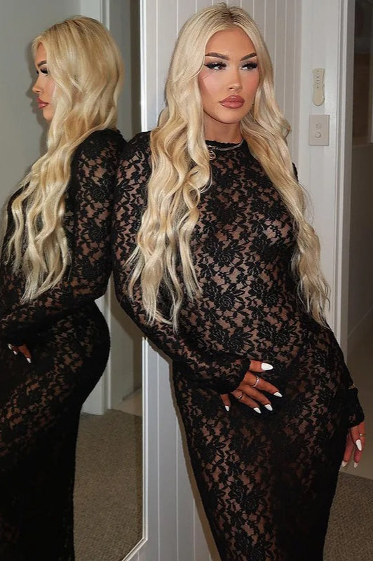 See-through Lace Maxi Dress