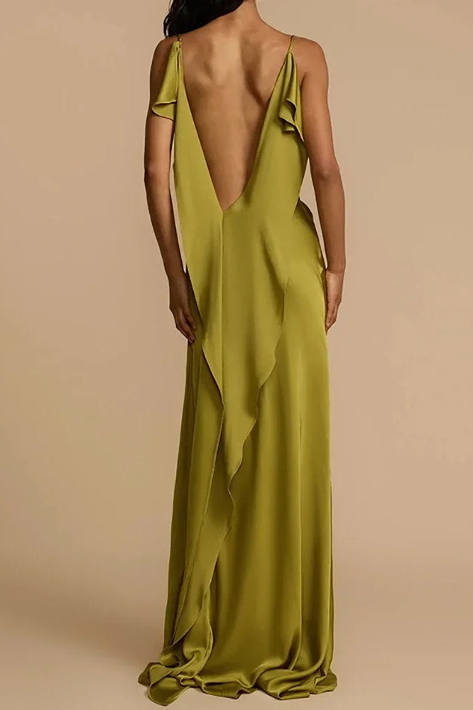 Elegant Sleeveless Deep Backless Maxi Dress