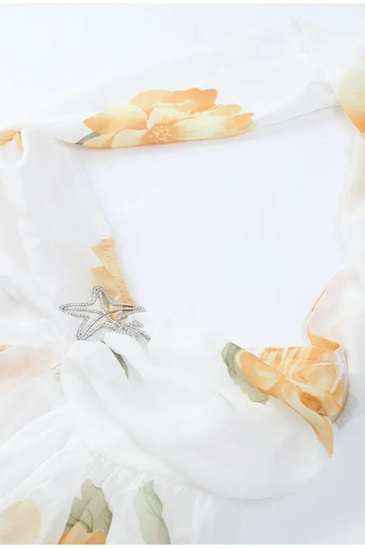 Printed Scarf Collar Mini Dress