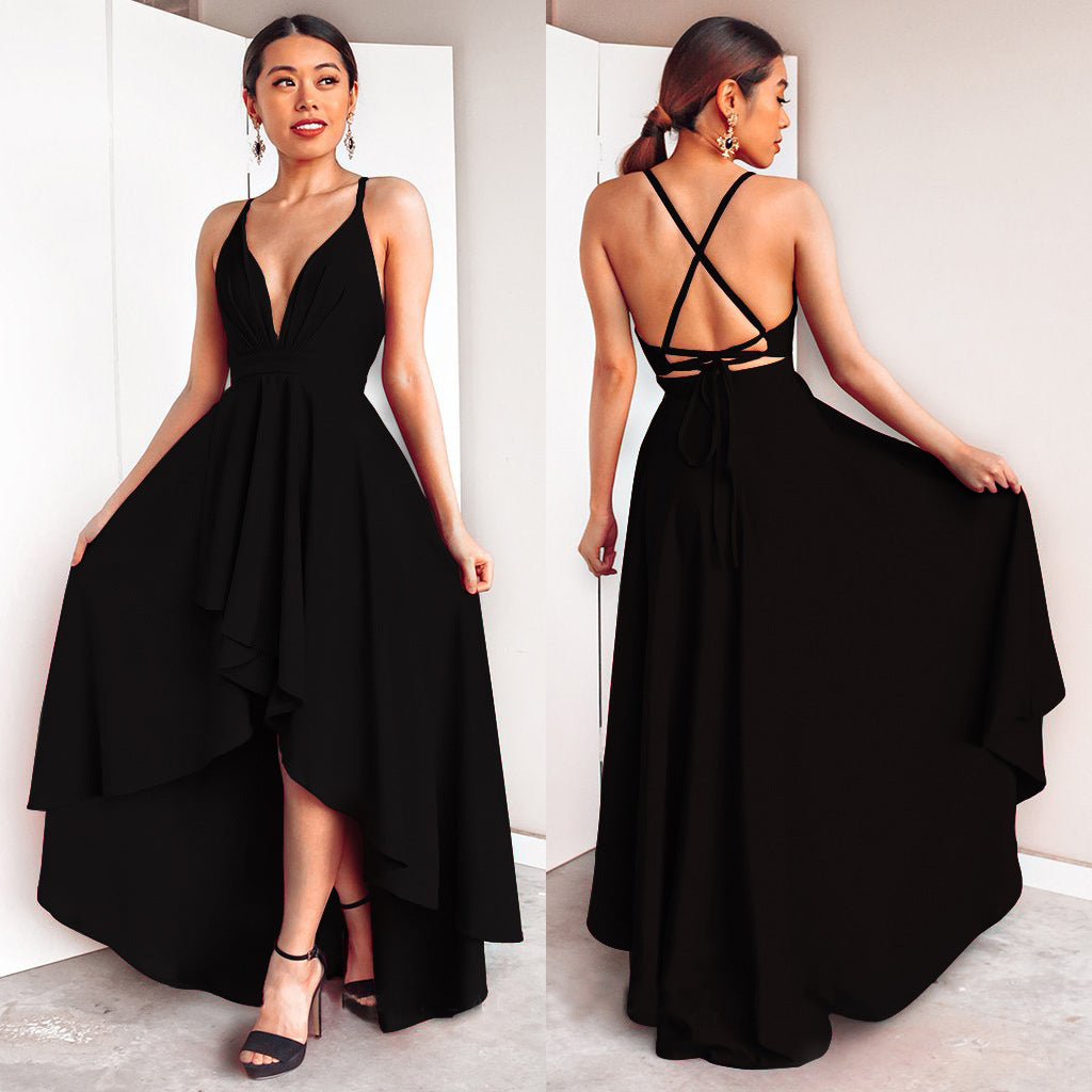 Dress Sexy V neck Strap Dress Maxi Dress