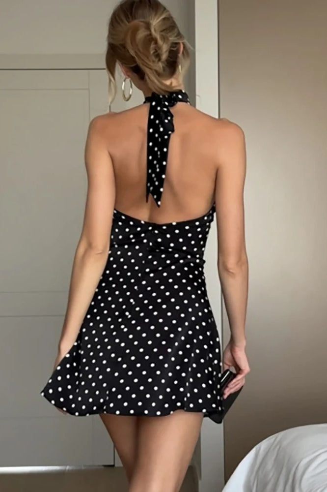 Backless Polka Dot Mini Dress