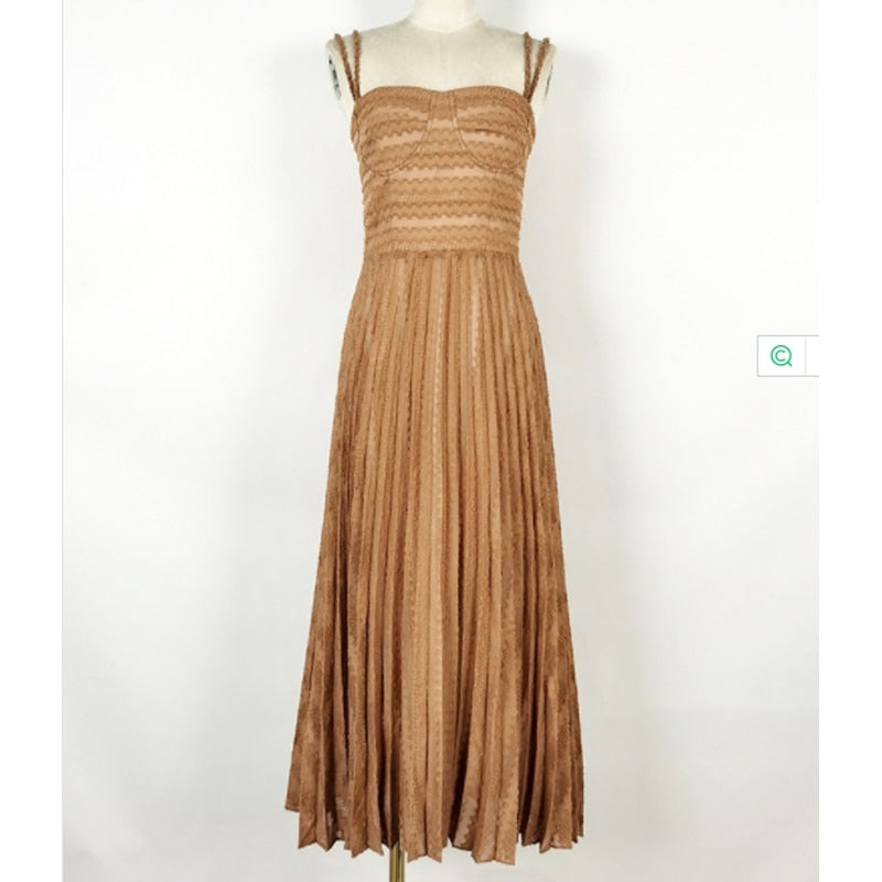 Vintage Sleeveless Maxi Dresses Women Party Vestidos Runway Design