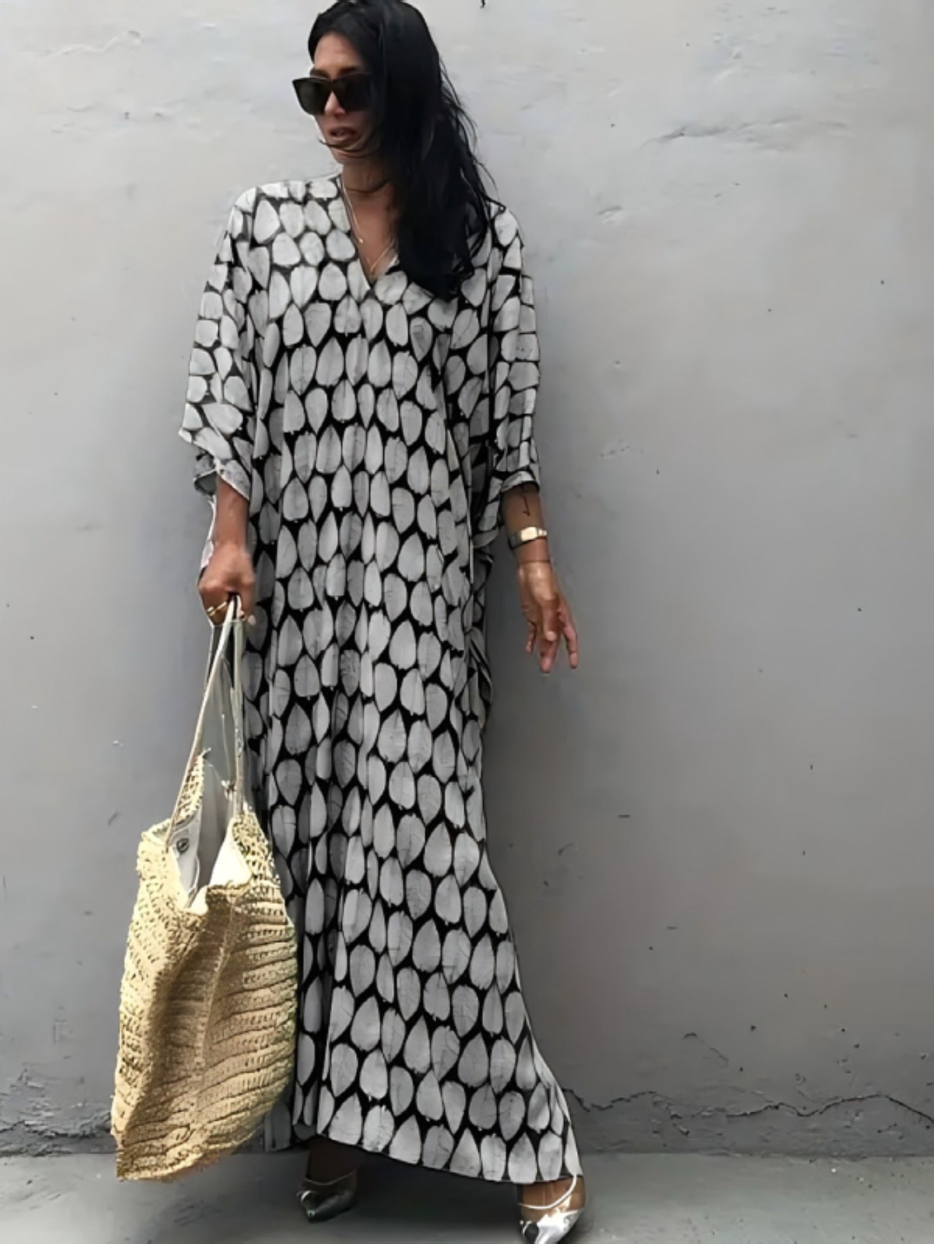 Rayon Beach Jacket Maxi Dress Holiday Dress Sun Protection Loose Robe Beach Cover Up