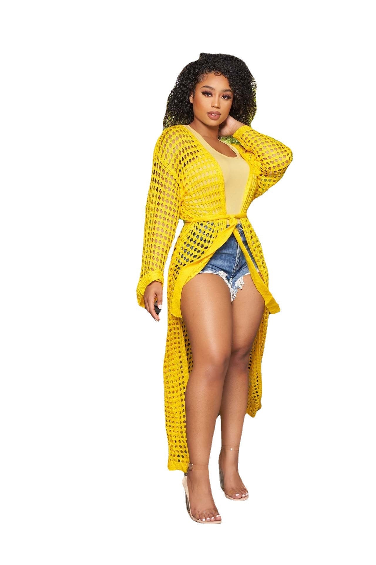 Women Clothing Dress Sun Protective Blouse Beach Maxi Dress Knitted Cardigan Cape