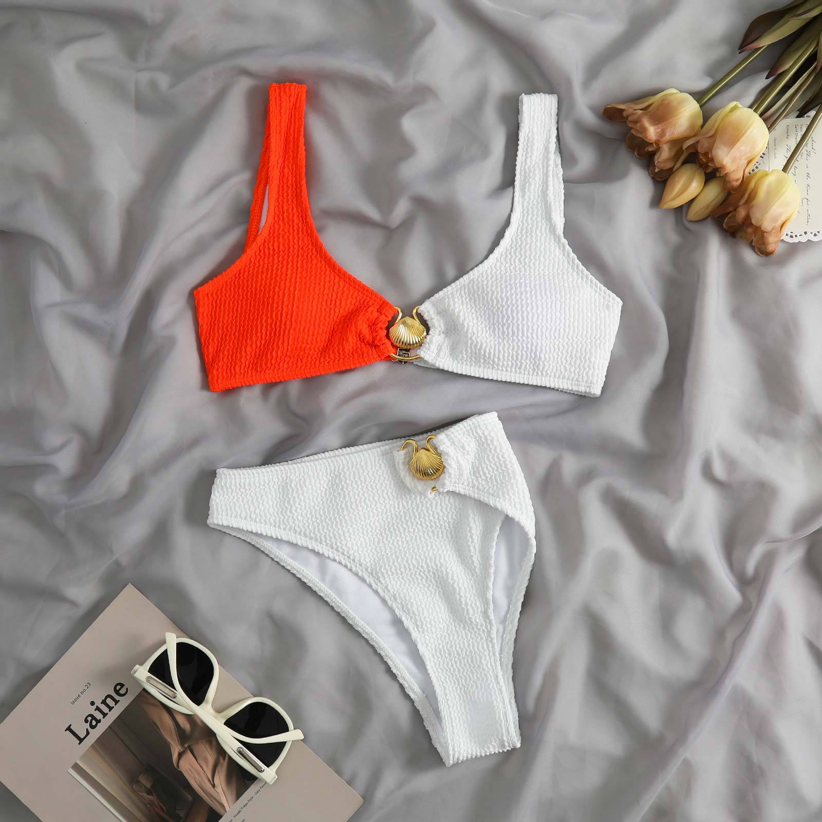 Contrast Color Bikini Bikini Swimsuit Women Shell Sexy Split Swimsuit