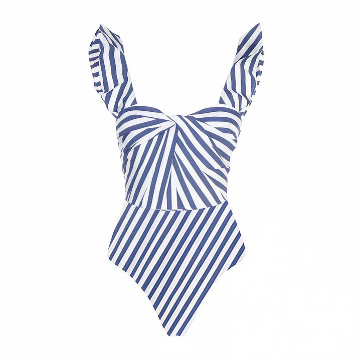 Striped Printed One Piece Swimsuit Women Vacation Beach Skirt Sets