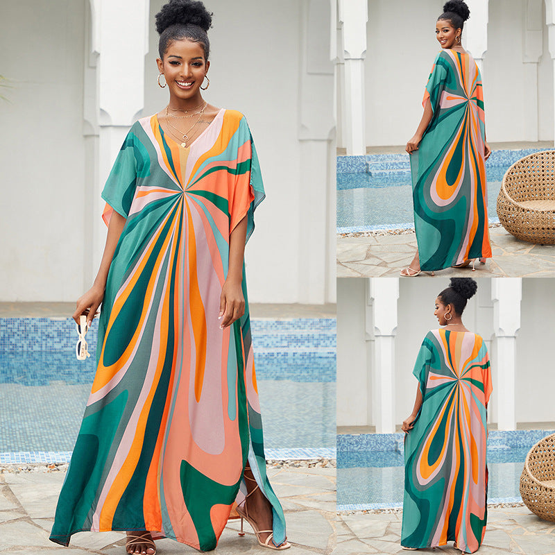 Beach Cover up Loose Robe Vacation Maxi Dress Swimsuit Outwear Women
