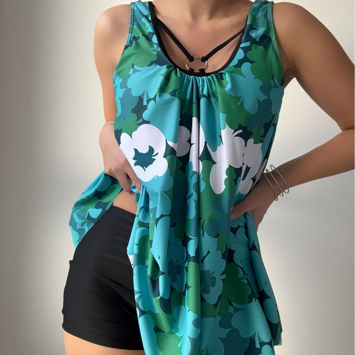 Ladies Floral Print Swimsuit Bikini Two Piece Set