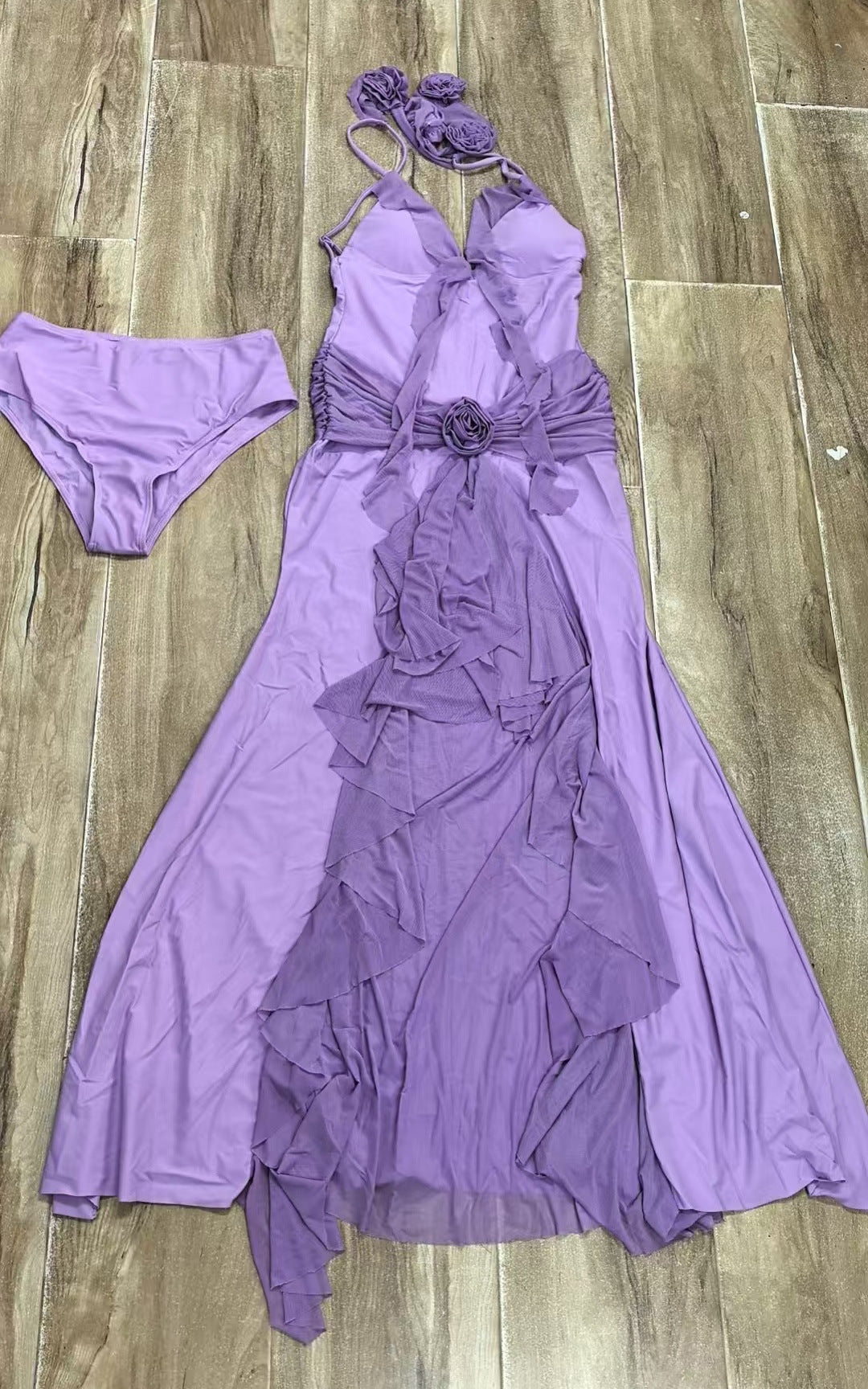 Solid Color One Piece Dress Beach Seaside Vacation High Waist Underpants