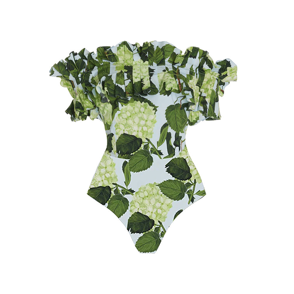 Printed One Piece Swimsuit Women Vacation Swimsuit Bikini