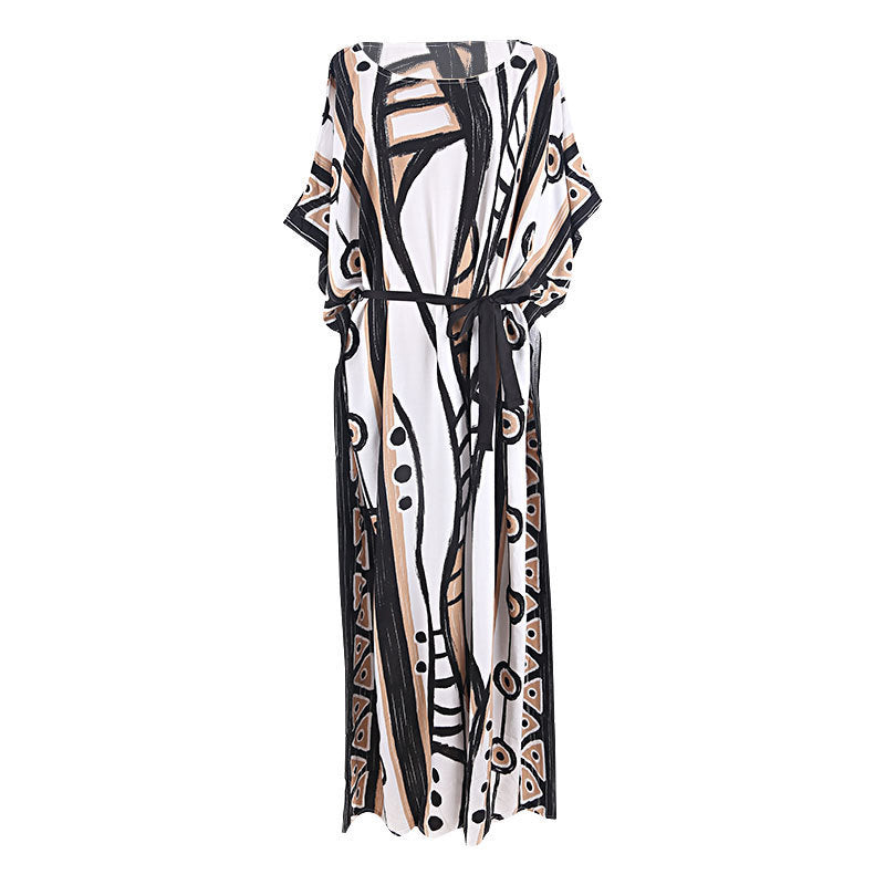 Loose Beach Cover up Vacation Sun Protection Coat Swimsuit Outwear Maxi Dress