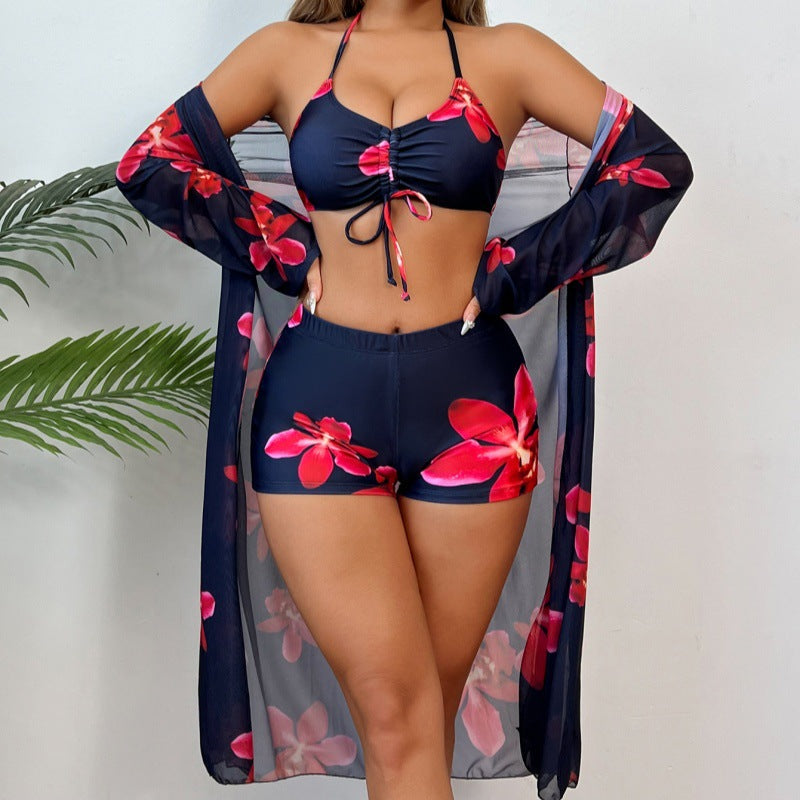 Ladies One Piece Blouse Floral Bikini Swimsuit