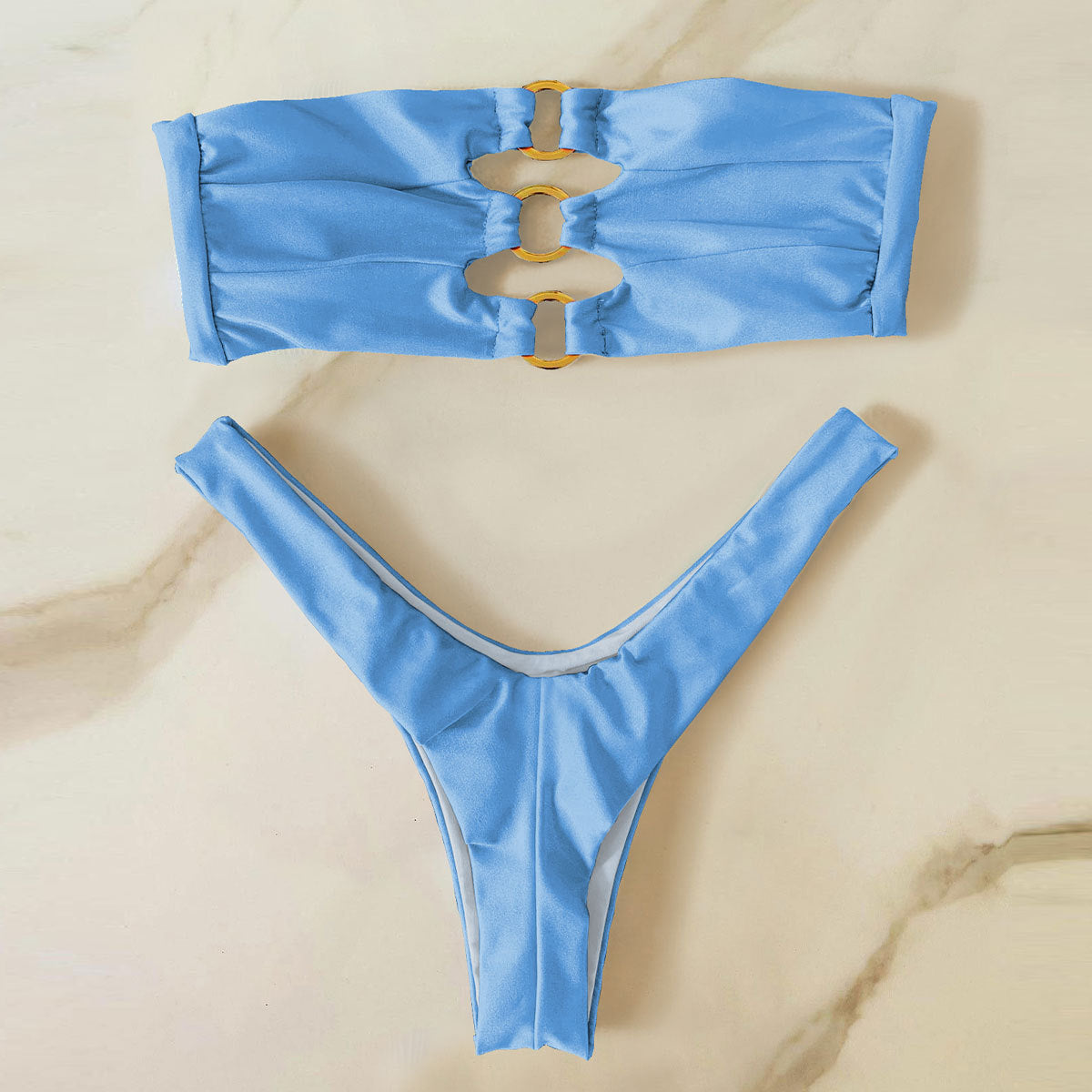 Low Waist High Slit Solid Color Bikini Sexy Split Swimsuit Women Bikini