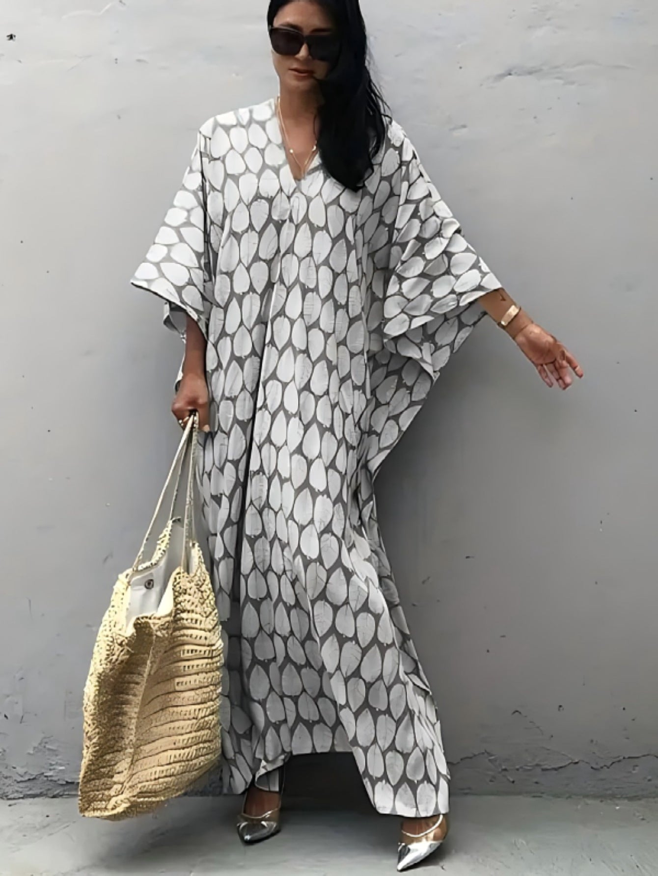 Rayon Beach Jacket Maxi Dress Holiday Dress Sun Protection Loose Robe Beach Cover Up