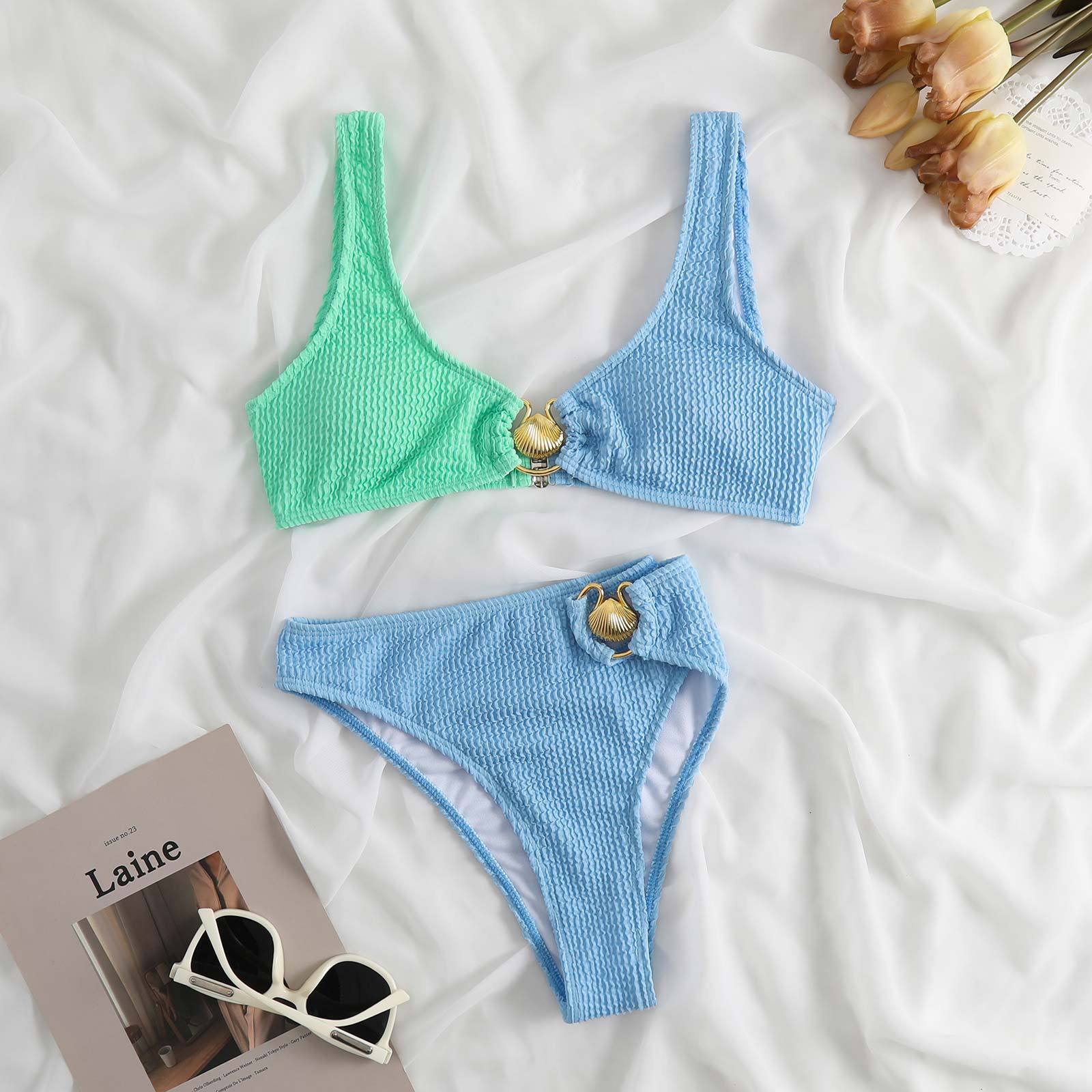Contrast Color Bikini Bikini Swimsuit Women Shell Sexy Split Swimsuit