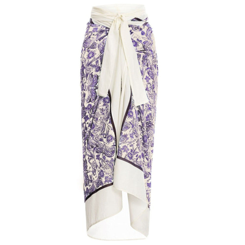 Flying Edge One Piece Women Swimwear European, French Retro Cover Belly Slimming Swimsuit Chiffon Beach Dress