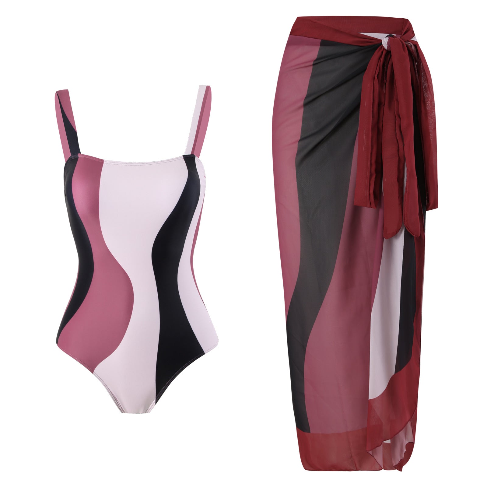 One Piece Triangle Swimsuit Sexy Swimsuit Sexy Belt Wrap Skirt