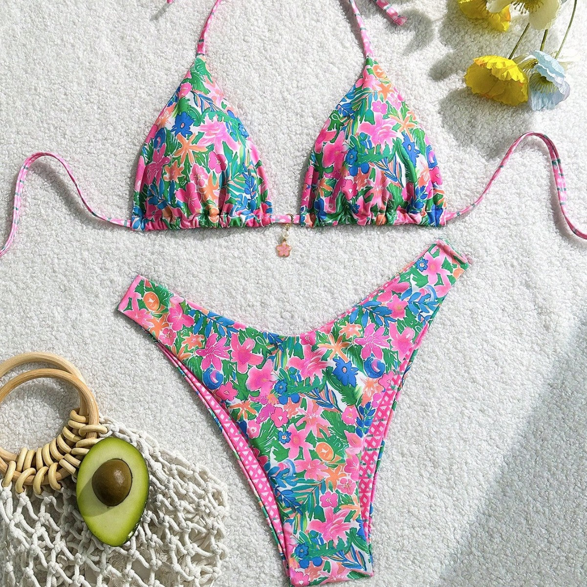 Arrival Floral Backless Beach Sexy Sexy Split Bikini Swimsuit Women Two Piece Sets