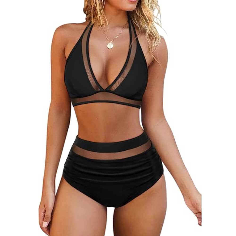 Split Bikini Stitching Tied Swimsuit Split Swimsuit Two Piece