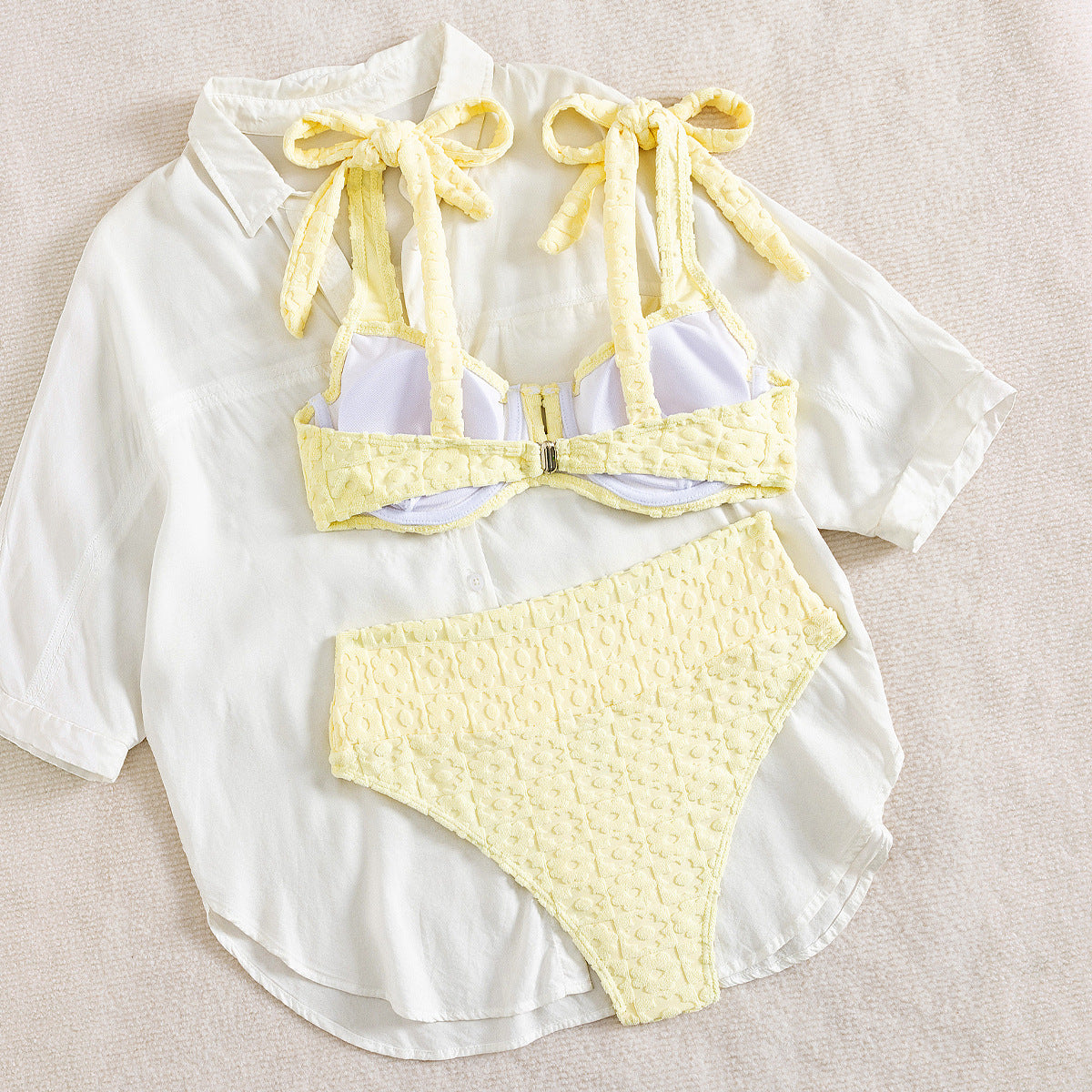 Bikini Sexy Split Two Piece Set Swimsuit Solid Color Bikini Swimsuit