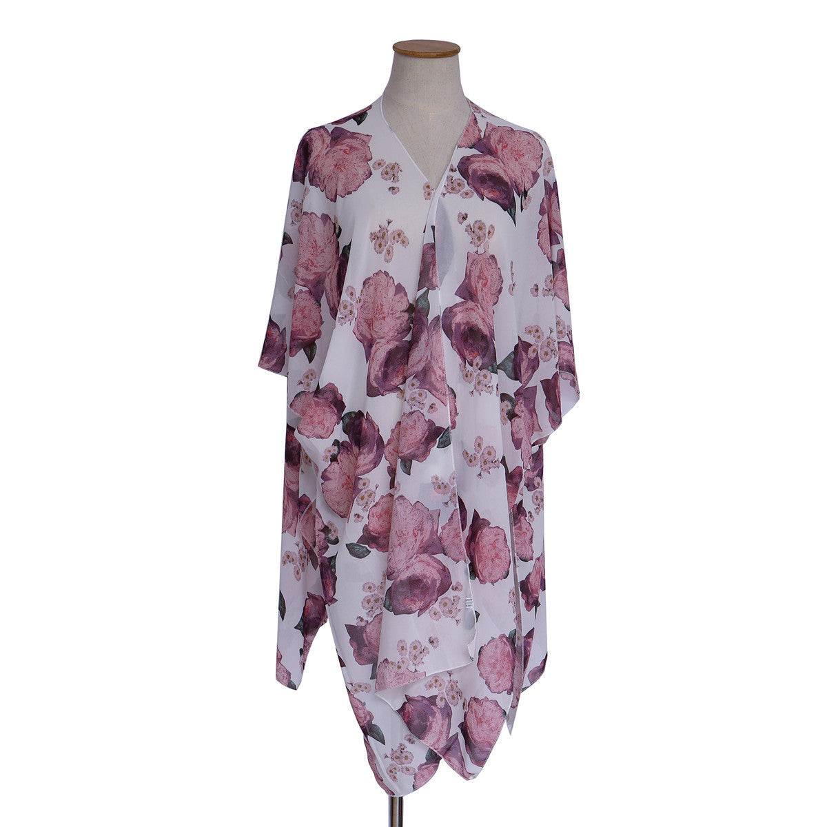 Spring Summer Floral Print Sun Protection Sun Shade Blouse Mid Length Kimono Cardigan