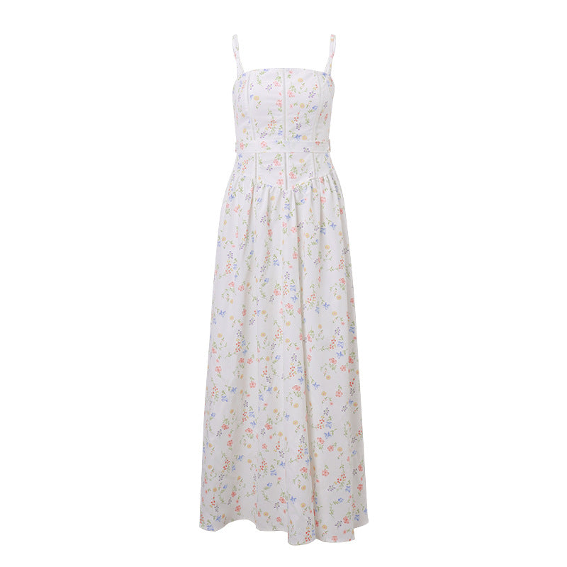 Women Clothing Summer Sexy French Pastoral Holiday Floral Strap Dress Maxi Dress for Women