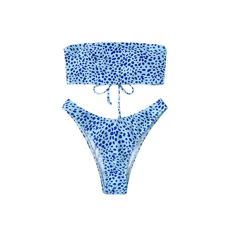 Tube Top High Waist Swimsuit Backless High Waist Floral Bikini Beach Women Swimsuit Bikini