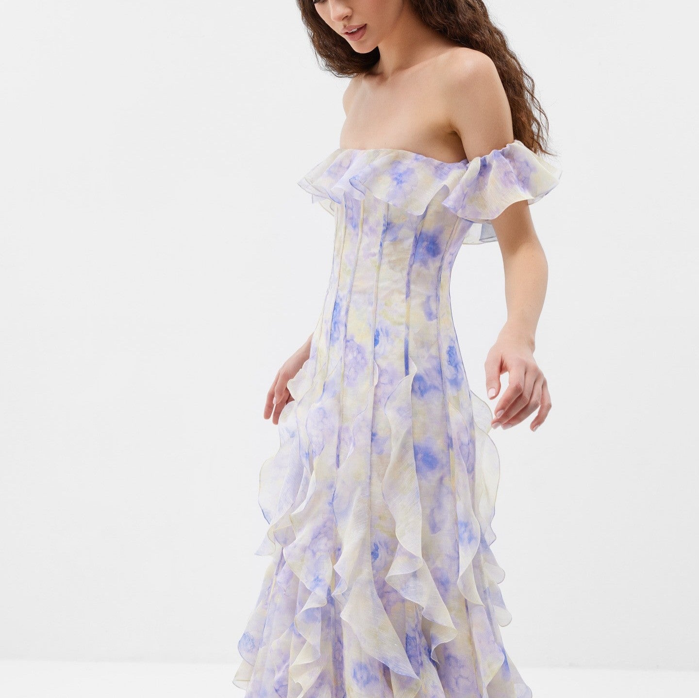 Seaside Vacation Cami Dress Yarn French Ruffled Beach Dress Atmosphere Maxi Dress Elegant