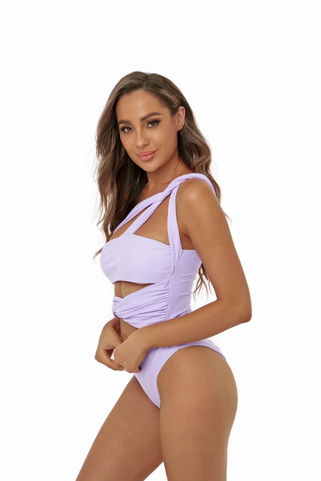 Swimsuit Solid Color Sexy One Piece Bikini Swimsuit One Shoulder Hollow Out Cutout Backless Swimsuit Women