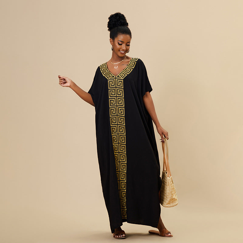 Rayon Beach Cover Up Sun Protection Shirt Women Loose Vacation Maxi Dress Swimsuit Outwear