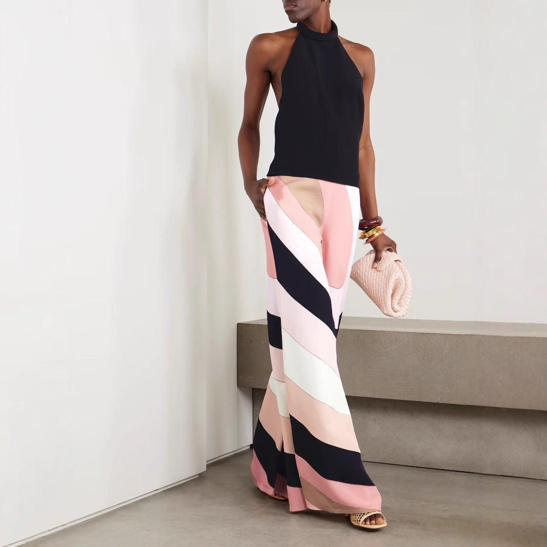 Summer Sexy Slim Fit Backless Printed One Piece Trousers