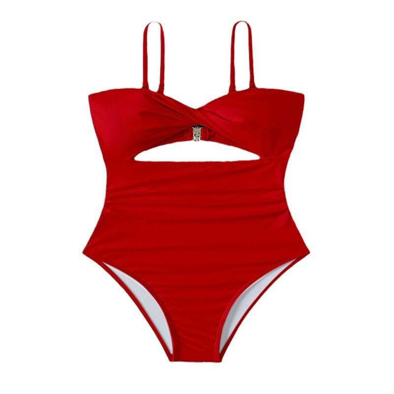 Sexy Spaghetti Straps One Piece Swimsuit Women High Grade Bikini Beach Spring Swimsuit