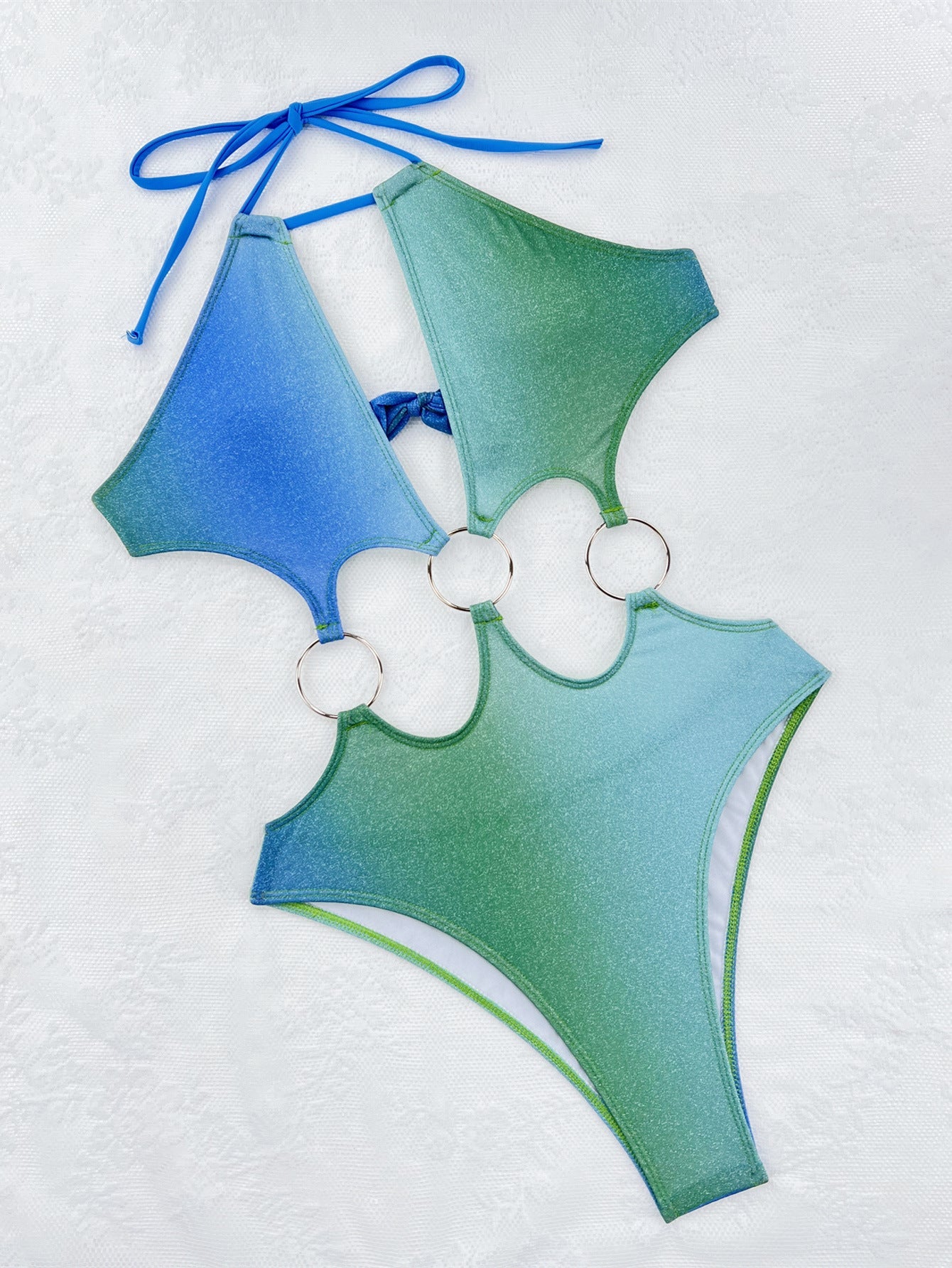 Bikini Double One Piece Swimsuit Sexy Bikini Swimsuit Women Backless Swimsuit Gradient Bikini