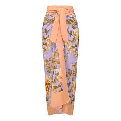 Printed One Piece Swimsuit Tube Top Sexy Beach Spring Skirt Two Piece Set