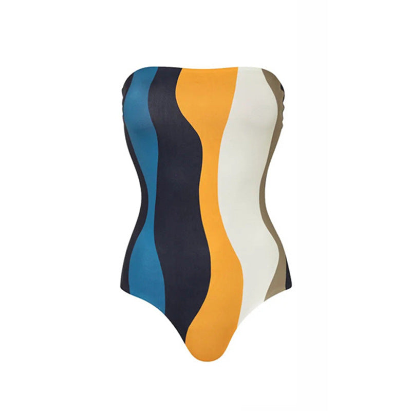 One Piece Triangle Swimsuit Sexy Tube Top Swimsuit Sexy Belt Wrap Skirt