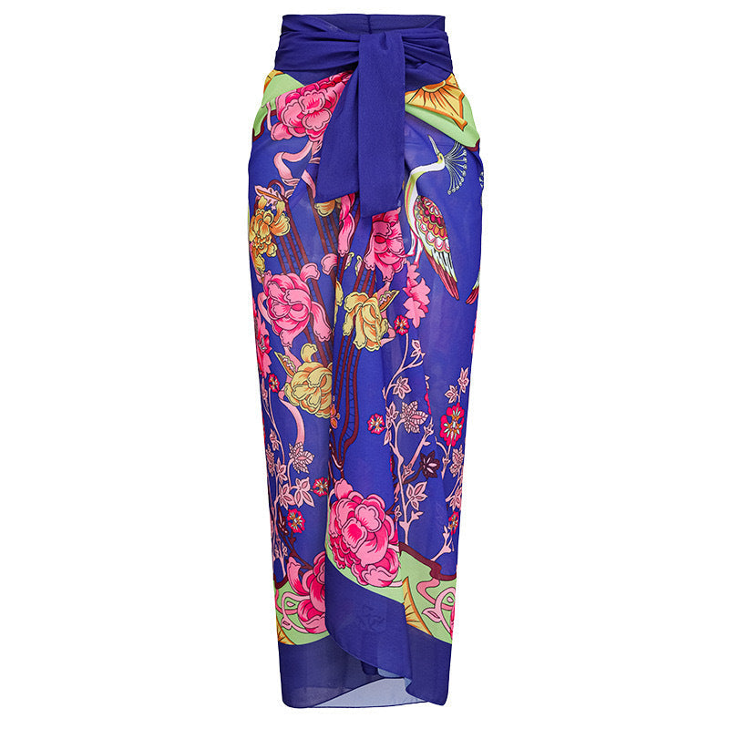 One Piece Women Swimwear European French Retro Cover Belly Slimming Swimsuit Holiday Beach Dress