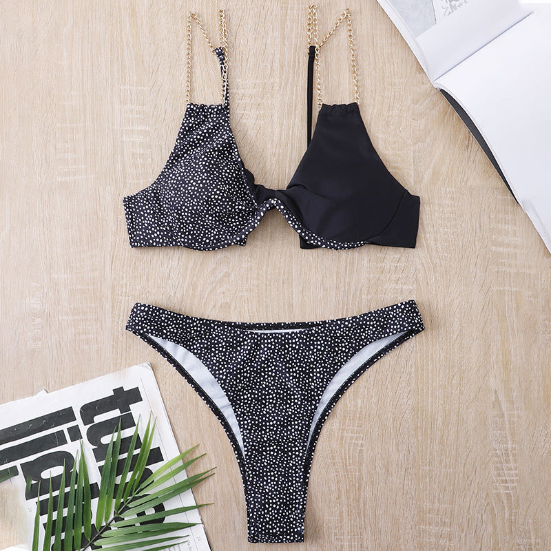 Metal Chain Bikini Women Swimsuit Split Two Piece Set Swimsuit Sexy Bikini