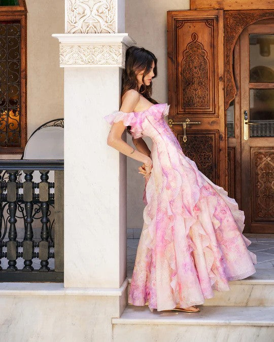 Seaside Vacation Cami Dress Yarn French Ruffled Beach Dress Atmosphere Maxi Dress Elegant