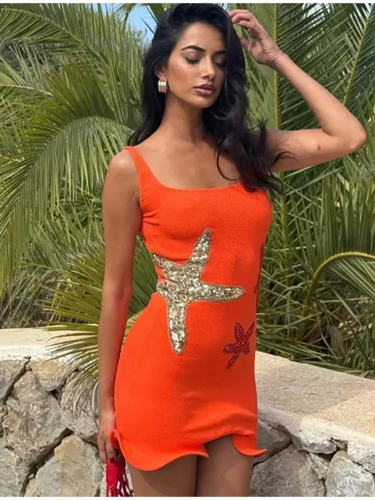 Starfish Sequin Slim Sling Mini Dress