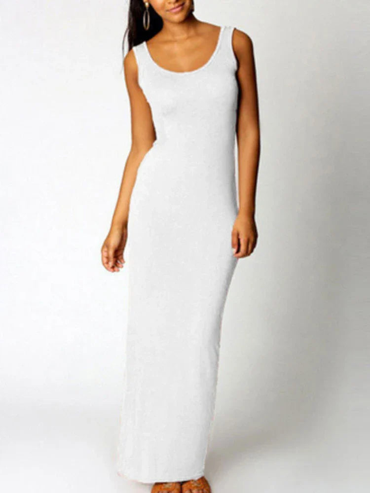 Solid Sleeveless Bodycon Maxi Dress
