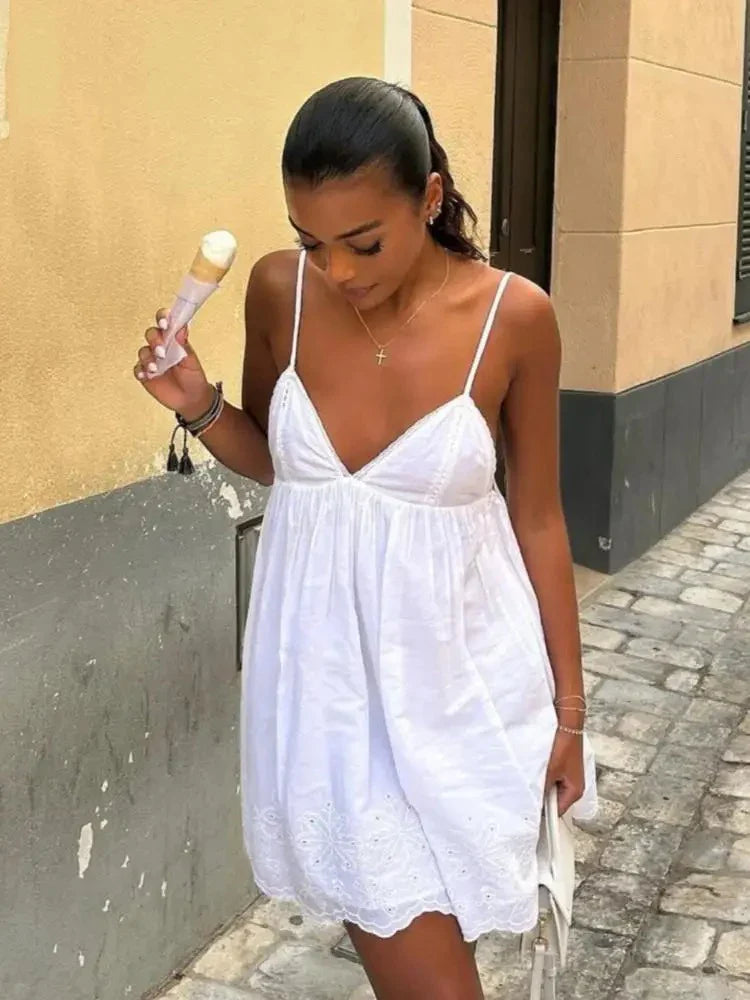 Lace Spaghetti Strap Seaside Gothic Mini Dress