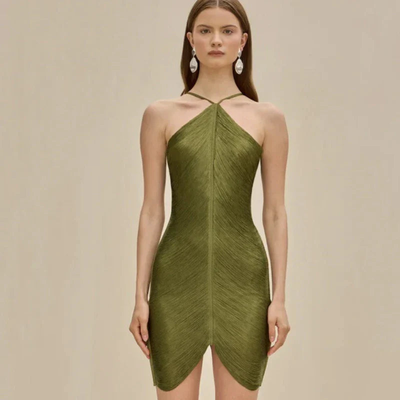 Fringe V Neck Cut Out Patchwork Mini Dress