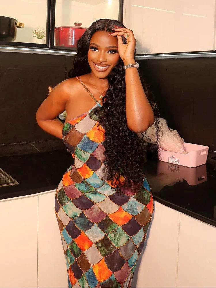 Plaid Halter Off Shoulder Maxi Dress