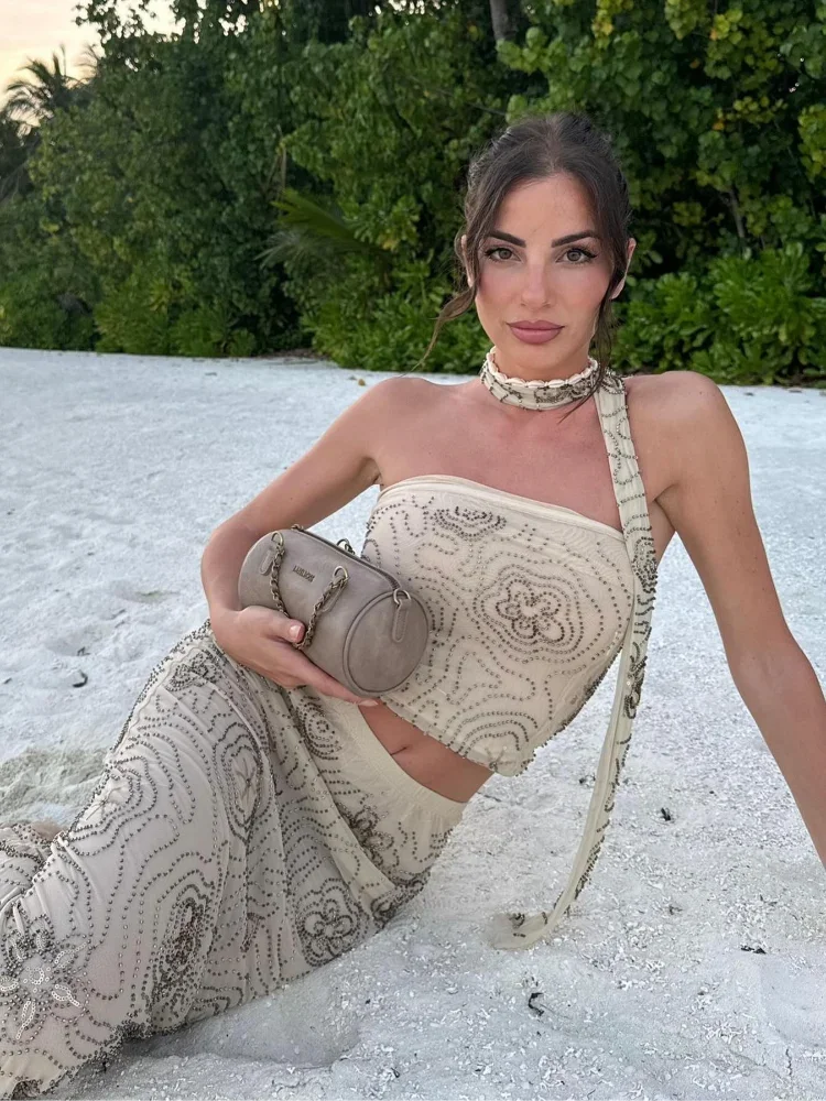 Sequin Off Shoulder Maxi Dress