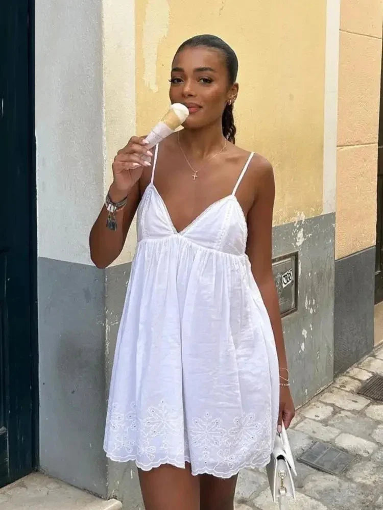 Lace Spaghetti Strap Seaside Gothic Mini Dress