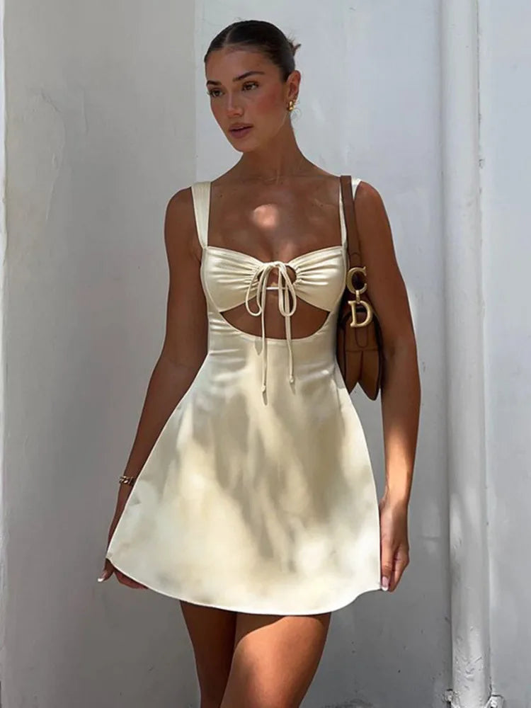 Bandage Hollow Spaghetti Gothic Mini Dress