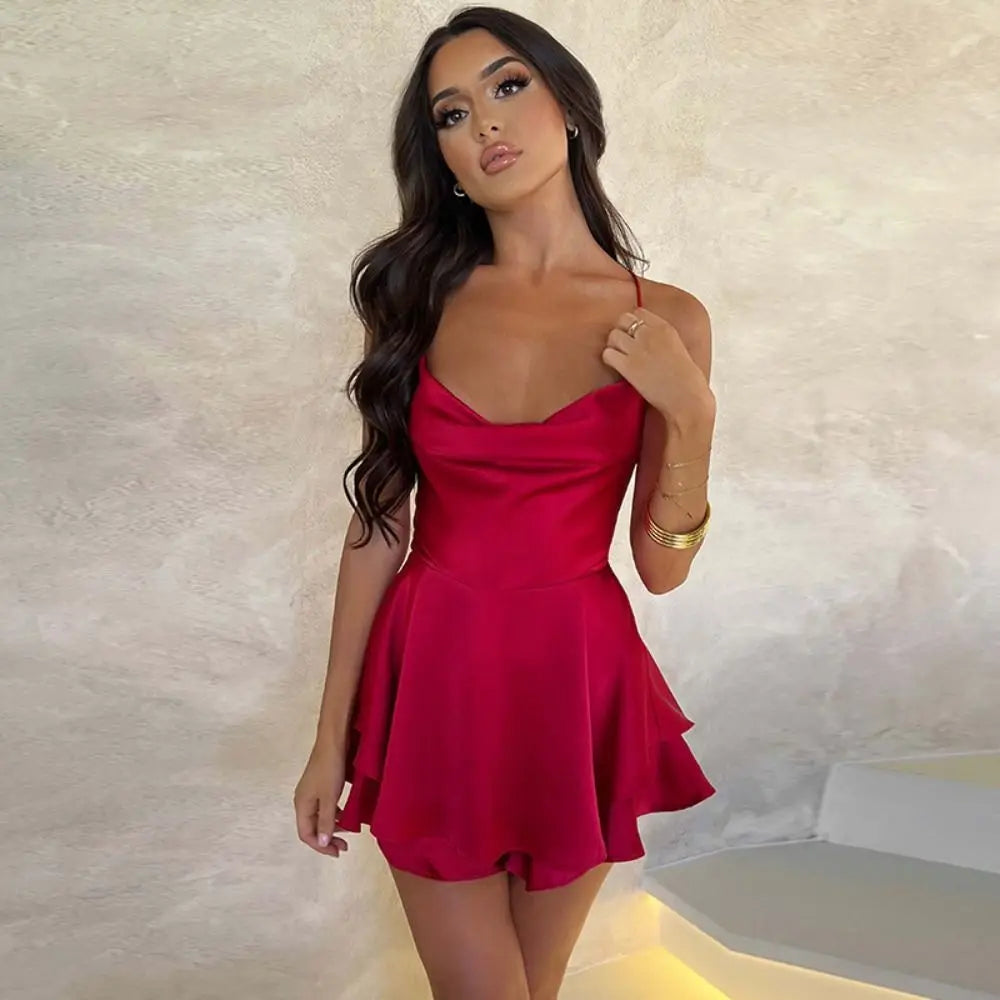 Solid Slim Fit Short Sleeve Mini Dress